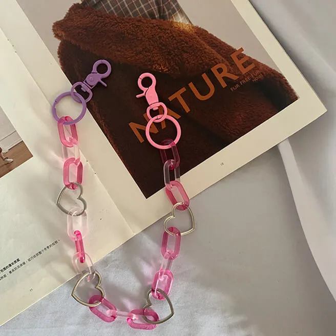 Punk lolita crystal hearts chain belt