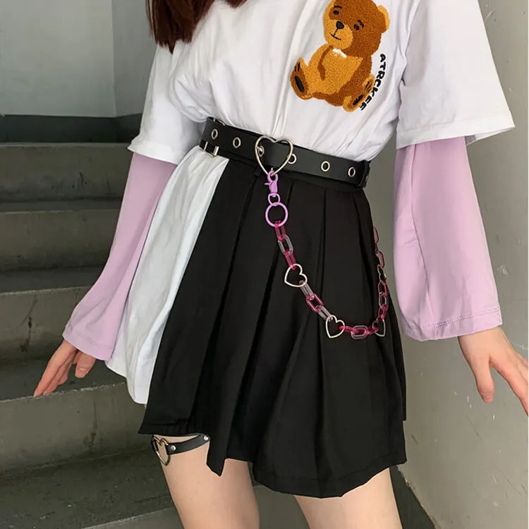 Punk lolita crystal hearts chain belt