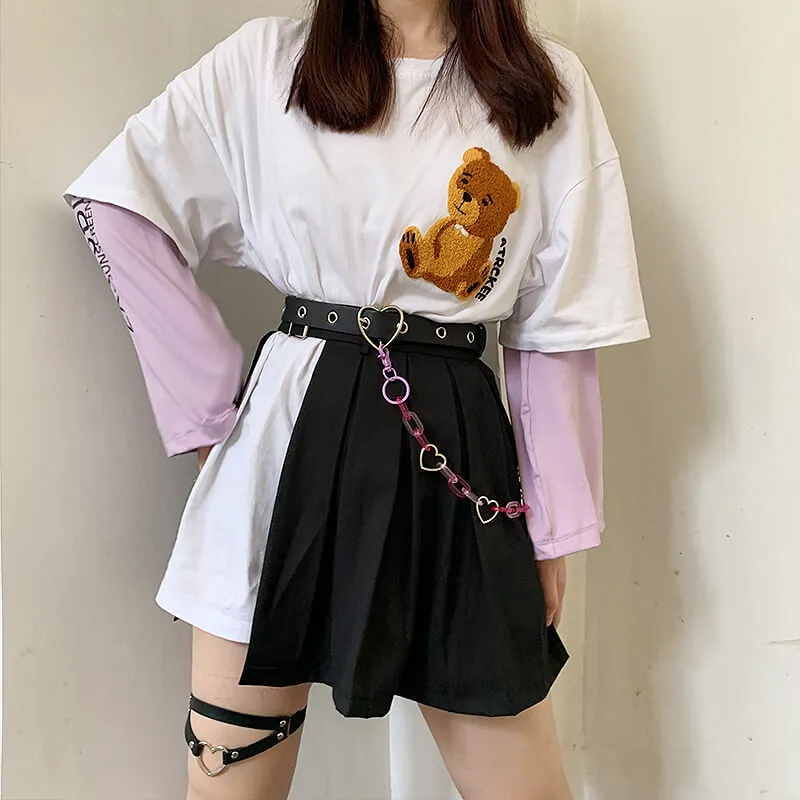 Punk lolita crystal hearts chain belt