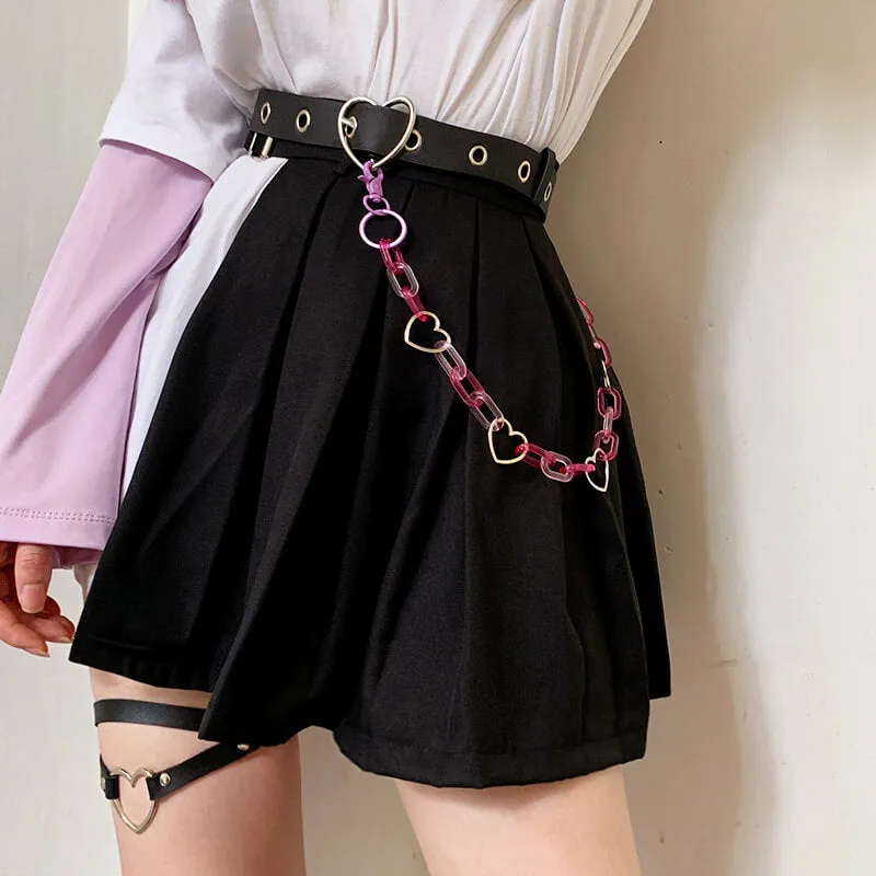Punk lolita crystal hearts chain belt