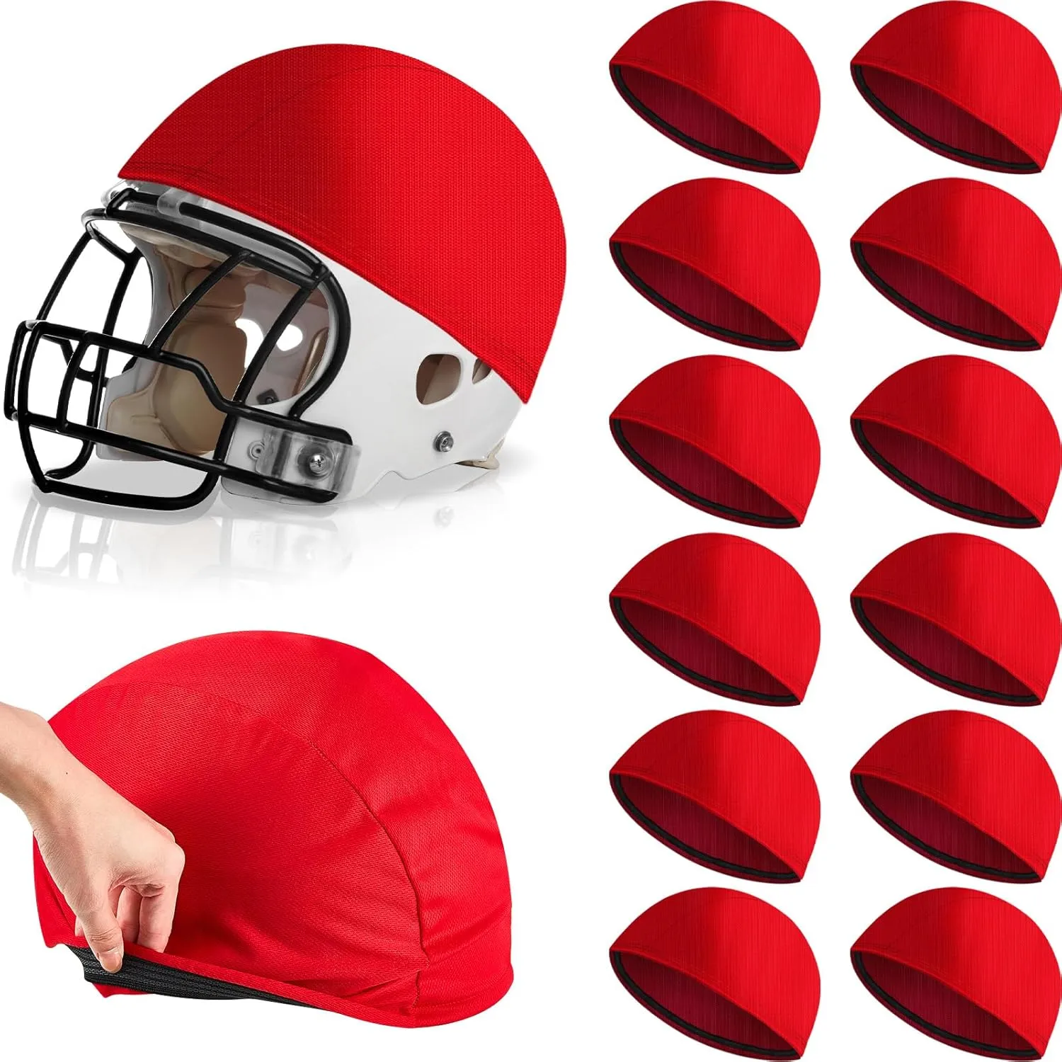 Ramede 12 Pieces Football Helmet Covers for Practice Scrimmage Cap Helmet Cover Bright Colors Scrimmage Cap for Youth Adult Football Hockey Lacrosse Training Accessories 10.4 Inch in Diameter