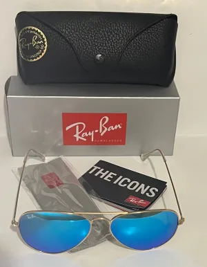 Ray-Ban RB3025 Aviator Large Metal 112/17 Gold/Blue 58mm Sunglasses