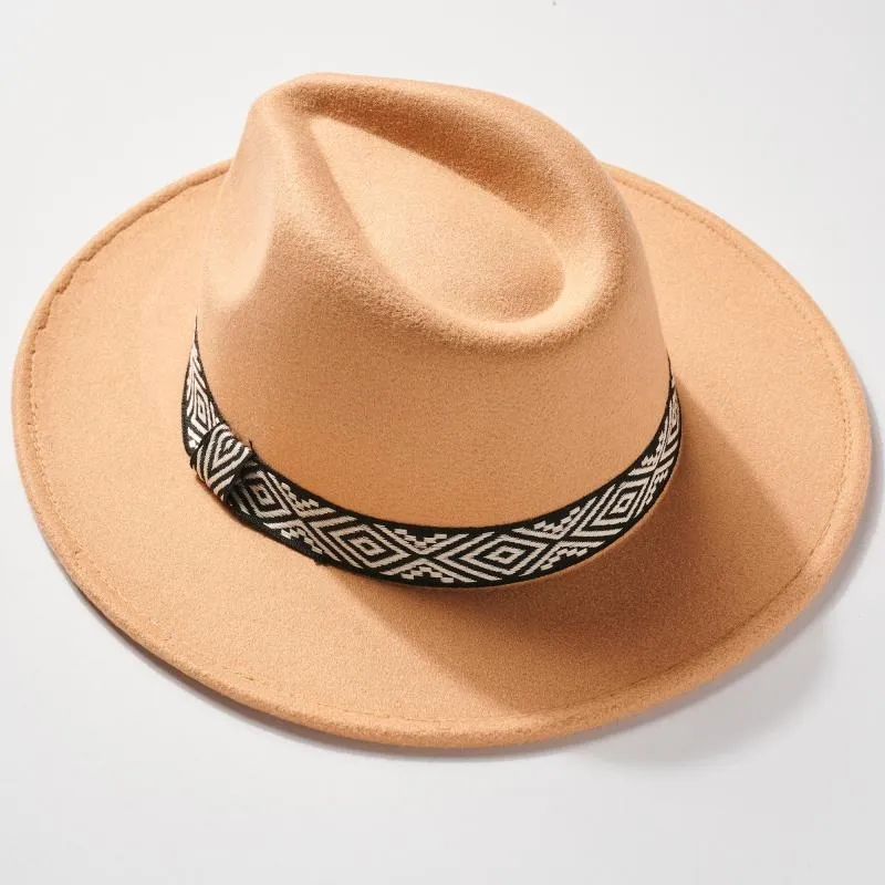 Rhombus Print Strap Panama Hat