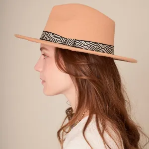 Rhombus Print Strap Panama Hat