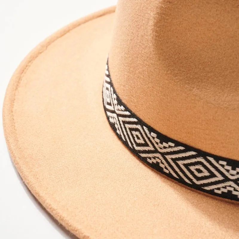 Rhombus Print Strap Panama Hat