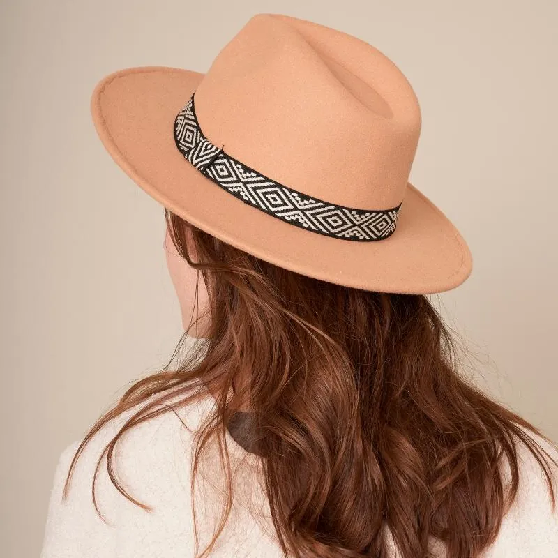Rhombus Print Strap Panama Hat