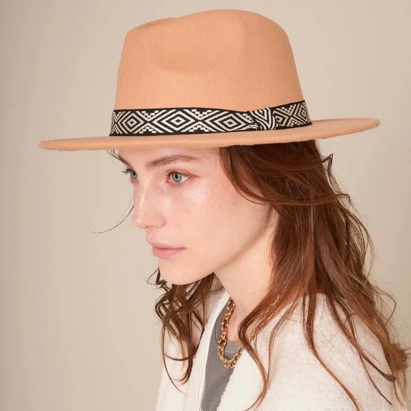 Rhombus Print Strap Panama Hat