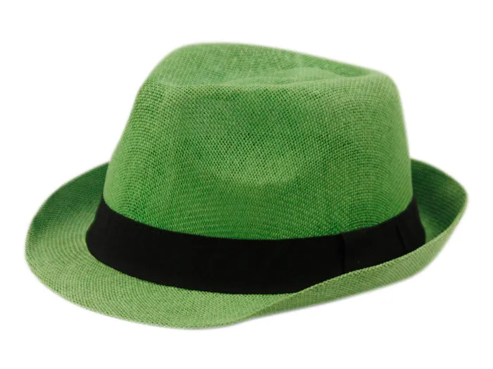 Roll Up Brim Straw Fedora Hat