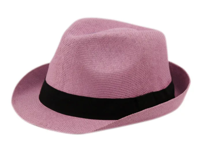 Roll Up Brim Straw Fedora Hat