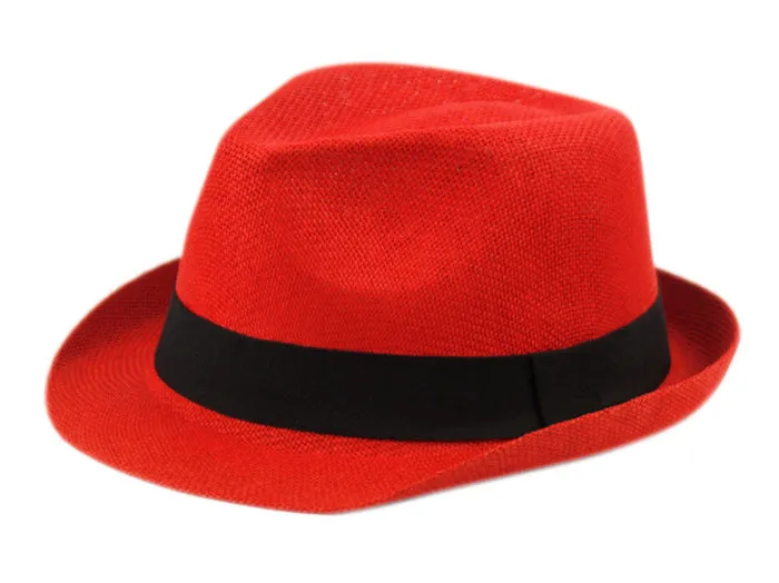 Roll Up Brim Straw Fedora Hat