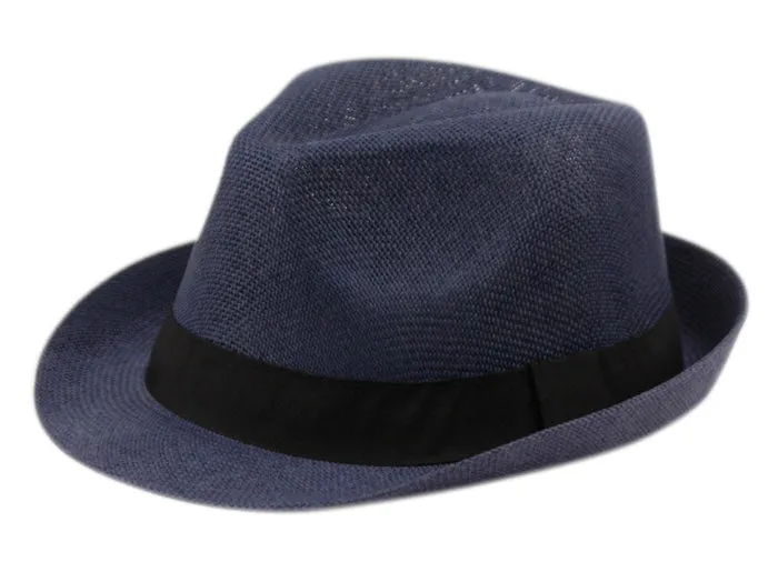 Roll Up Brim Straw Fedora Hat