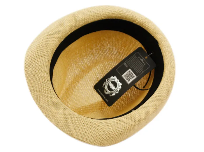 Roll Up Brim Straw Fedora Hat