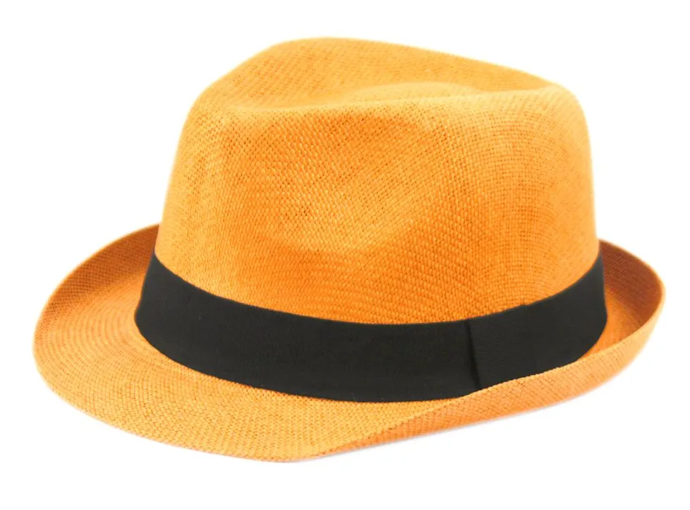 Roll Up Brim Straw Fedora Hat