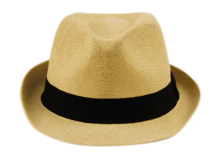 Roll Up Brim Straw Fedora Hat