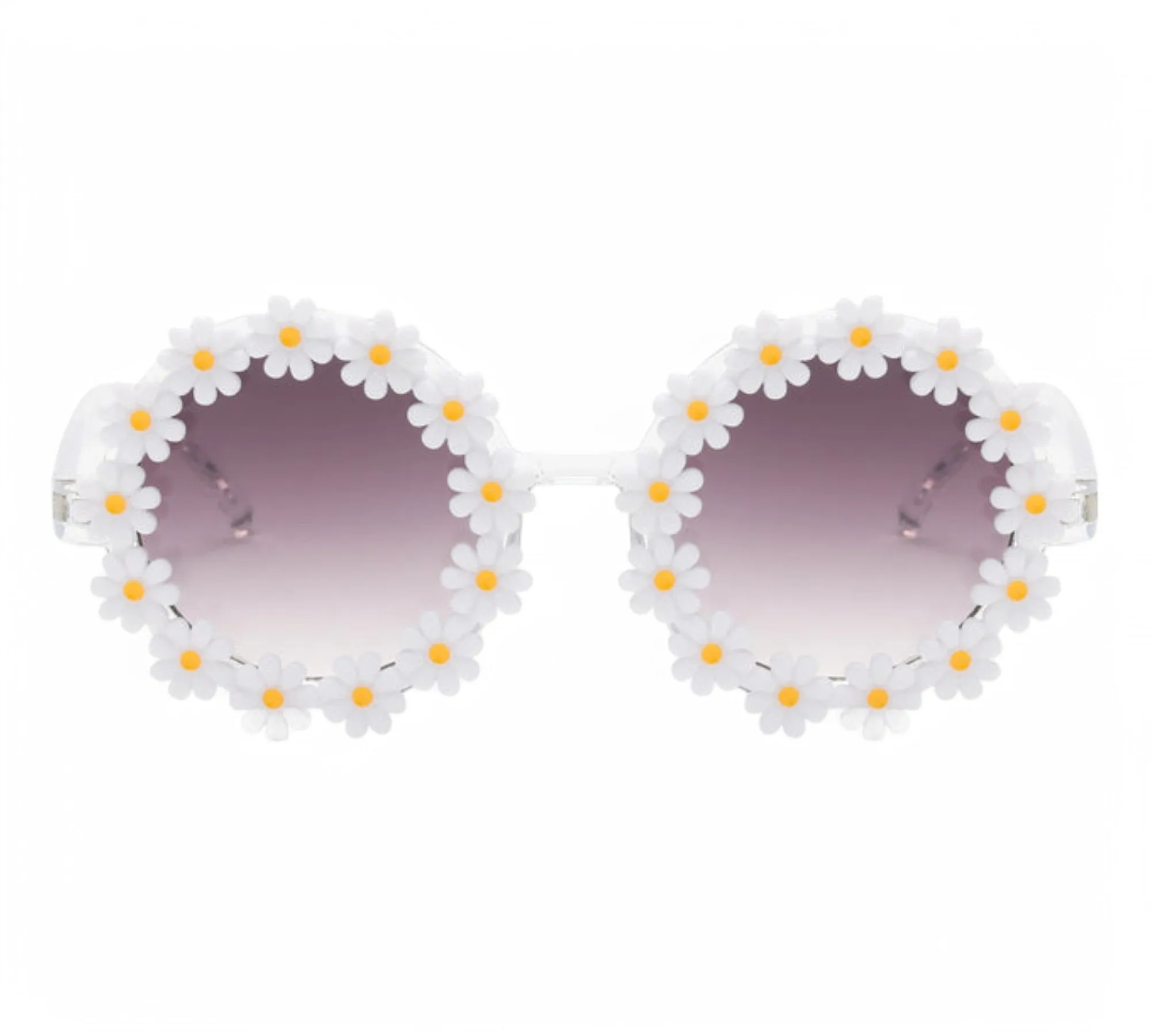 Round Festival Sunglasses with Plastic Daisy Flowers