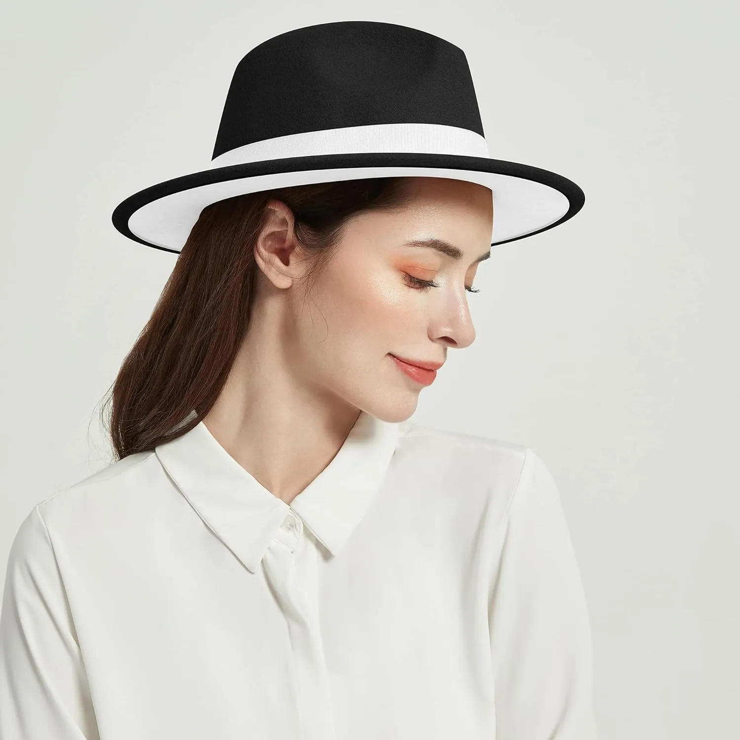 SAJUZEN Womens & Mens Fedora Hats, Wide Brim Fedora Hats for Women Men