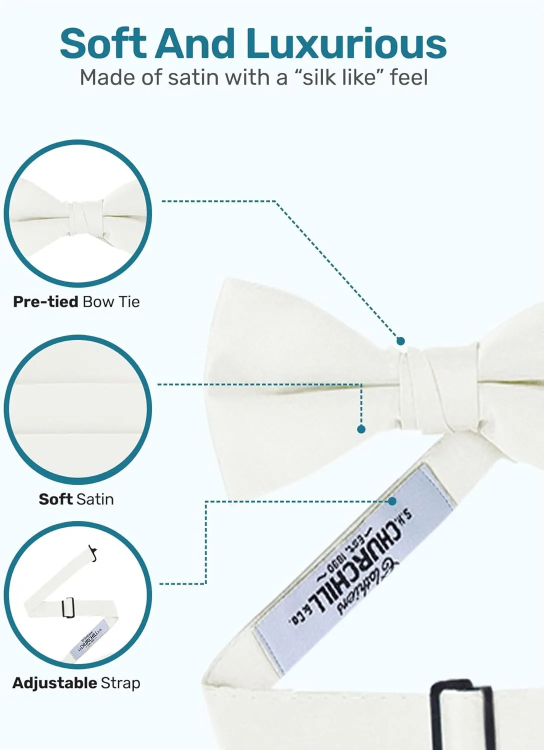S.H. Churchill & Co. Men's Formal Satin Bowtie and Cummerbund Set