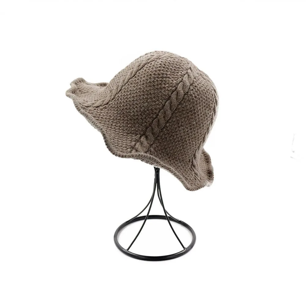 Sidiou Group NEW Winter Wool Hat Knitted Bucket Hats for Women Foldable Bucket Cap