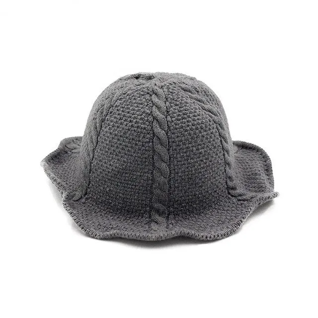 Sidiou Group NEW Winter Wool Hat Knitted Bucket Hats for Women Foldable Bucket Cap