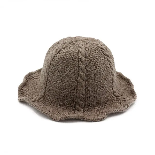 Sidiou Group NEW Winter Wool Hat Knitted Bucket Hats for Women Foldable Bucket Cap