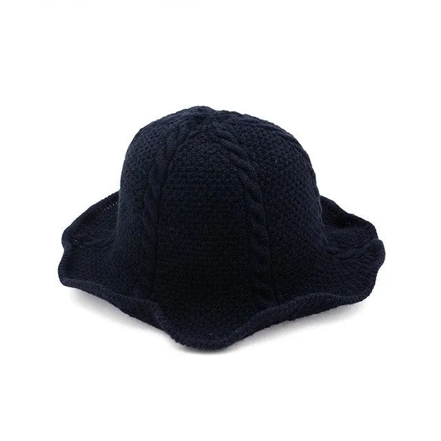 Sidiou Group NEW Winter Wool Hat Knitted Bucket Hats for Women Foldable Bucket Cap