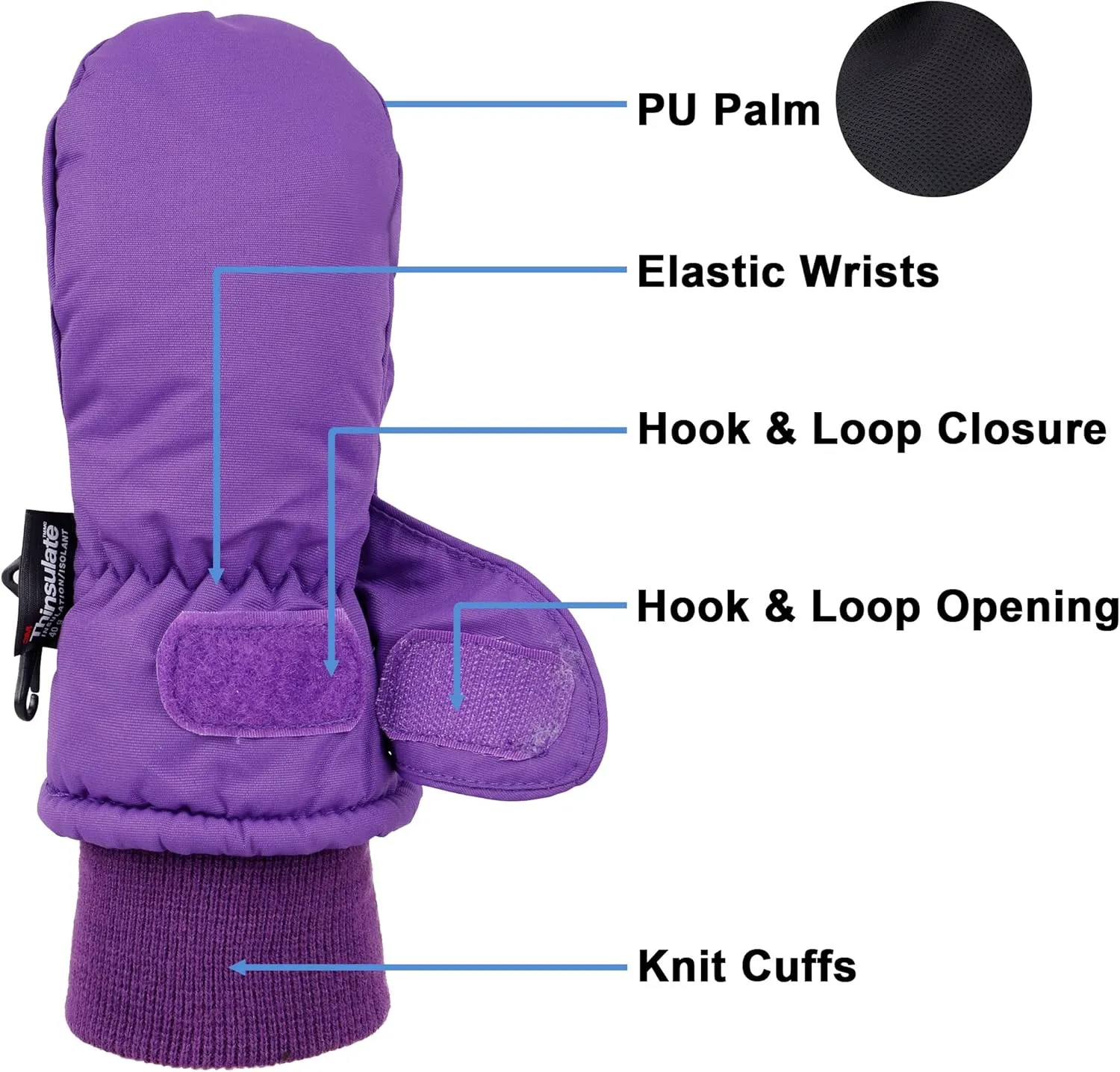 SimpliKids Children's Snow Gloves Sports Insulation Waterproof Winter Kids Ski Mittens