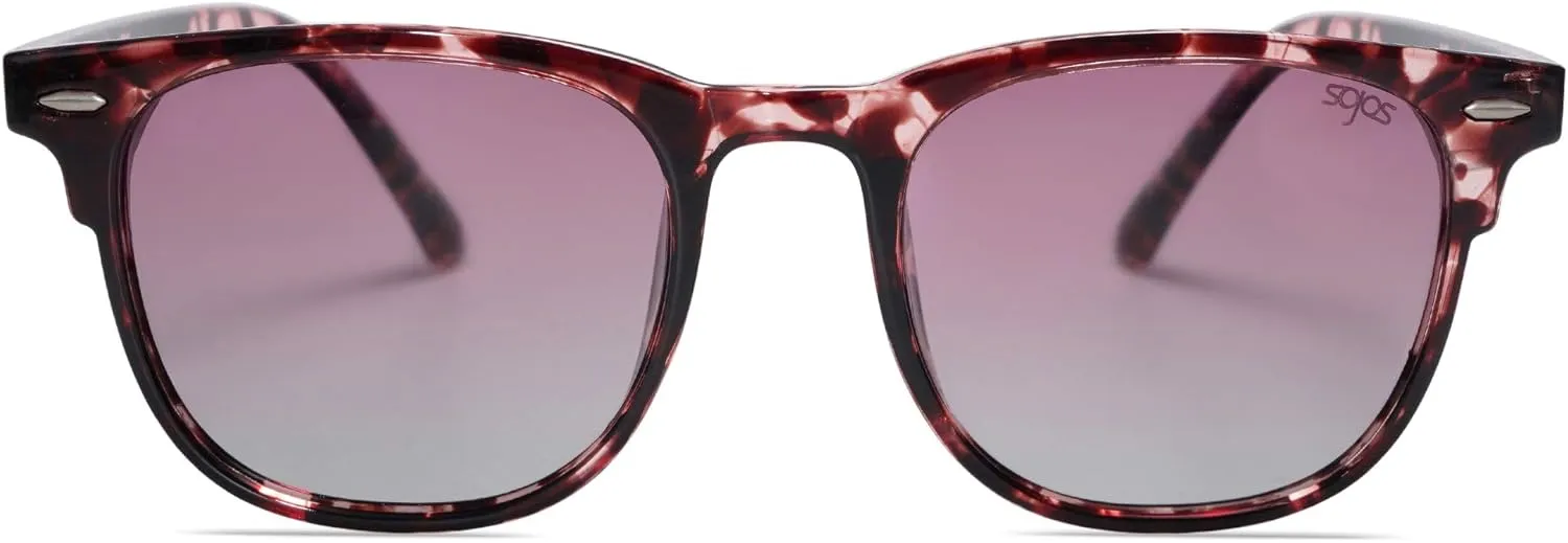 SOJOS Retro Vintage Square Polarized Sunglasses for Women Men UV Protection Lens TR90 Frame Sunglasses SJ2112
