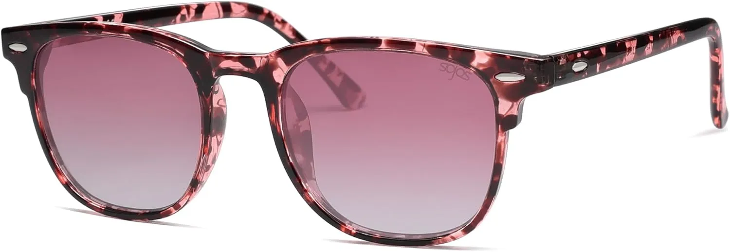 SOJOS Retro Vintage Square Polarized Sunglasses for Women Men UV Protection Lens TR90 Frame Sunglasses SJ2112