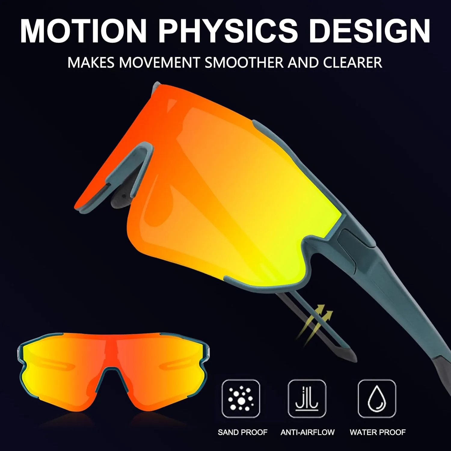 Sports Sunglasses Cycling Sunglasses for Men Women with 1 or 3 Interchangeable Lenses Baseball Glasses
