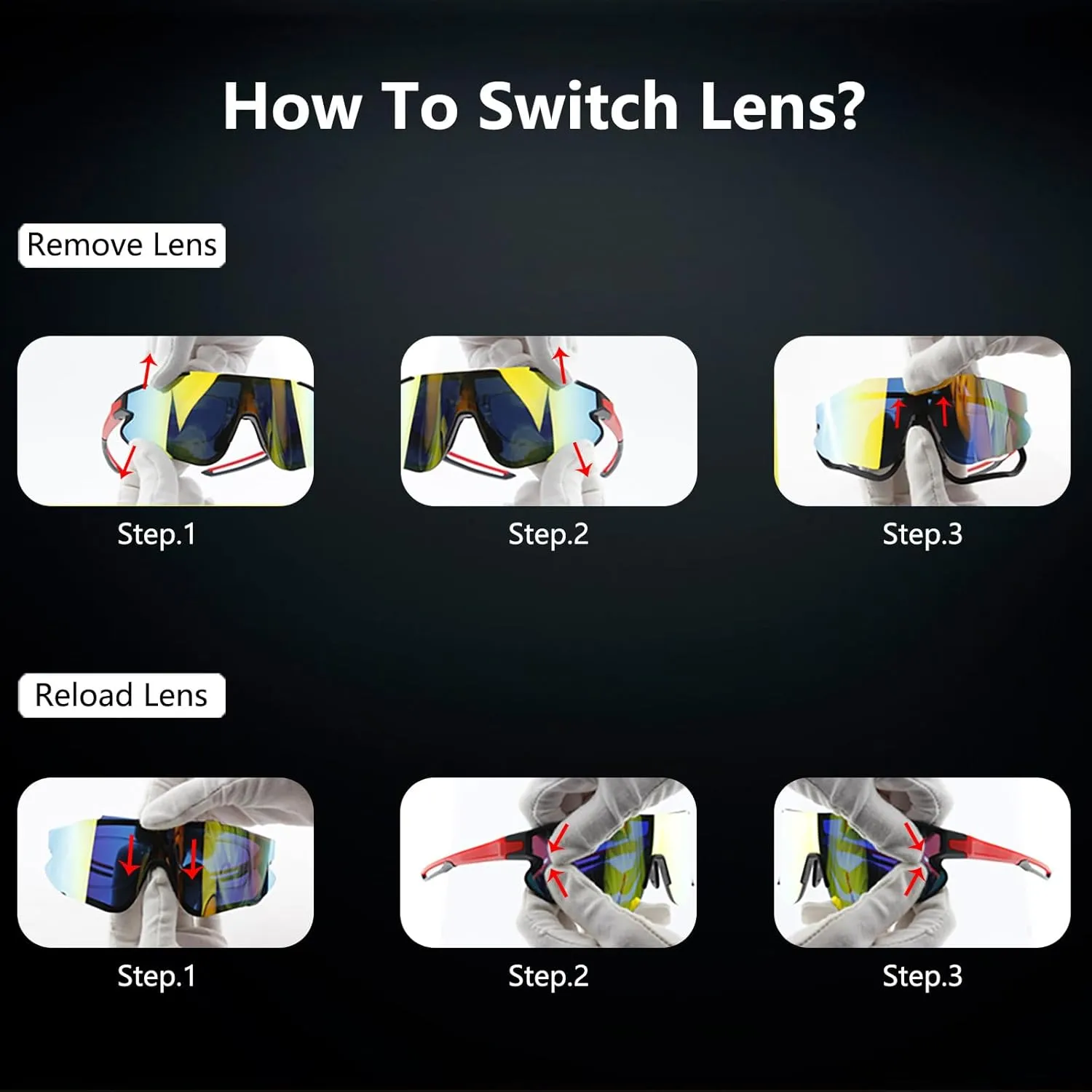 Sports Sunglasses Cycling Sunglasses for Men Women with 1 or 3 Interchangeable Lenses Baseball Glasses