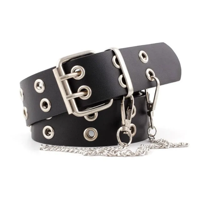 Street Punk Faux Leather Hollow Metal Rings