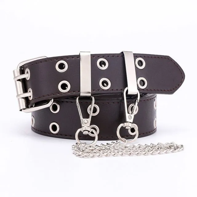 Street Punk Faux Leather Hollow Metal Rings