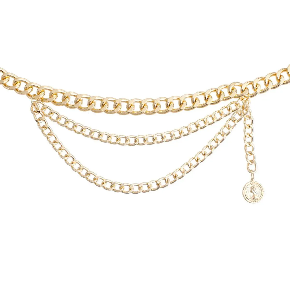 Swag Chain Belt Coin Charm Dangle Gold Tone