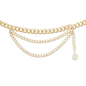 Swag Chain Belt Coin Charm Dangle Gold Tone