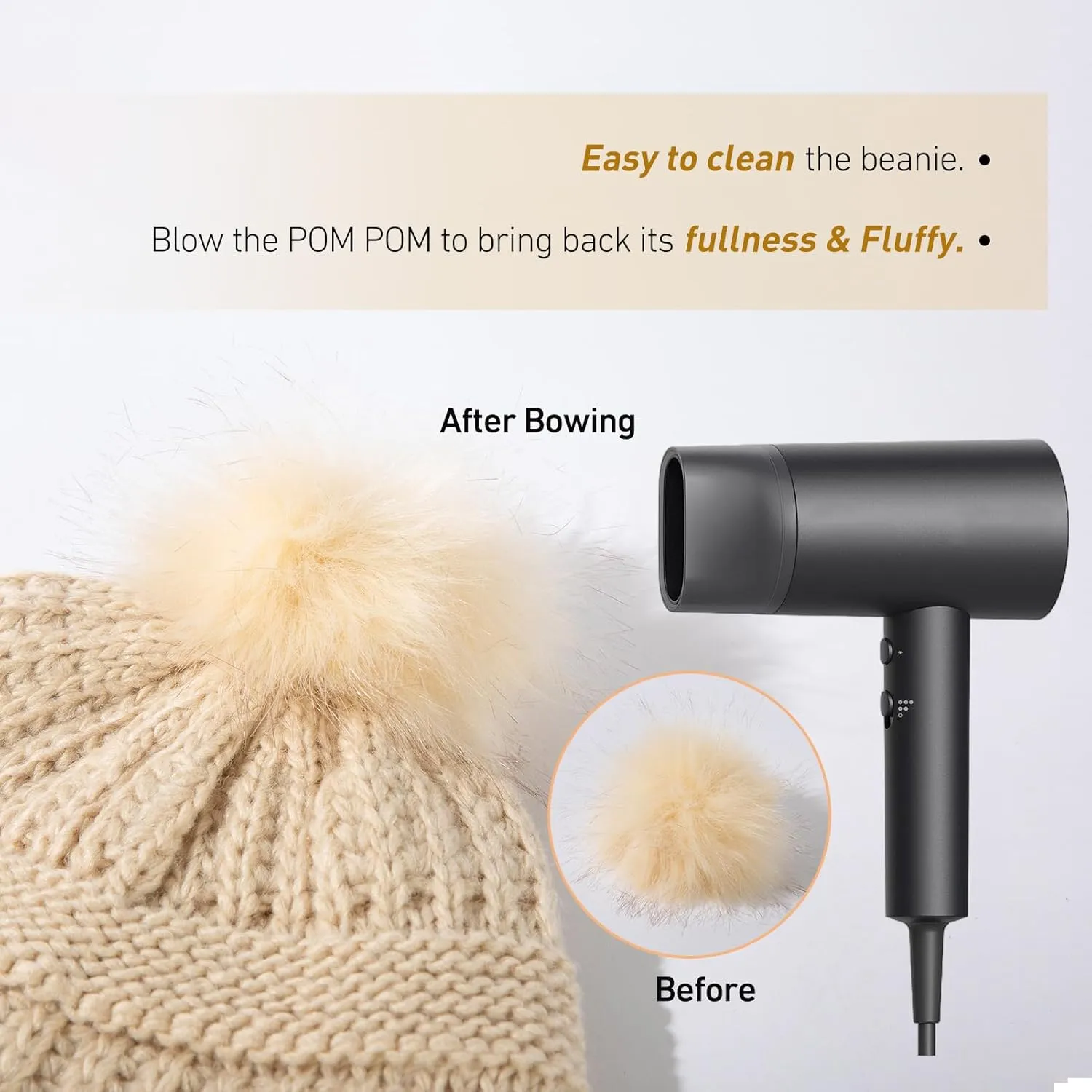 TOP-EX 100% Merino Wool Winter Slouchy Beanie for Women with Faux Fur Pom - Satin or Fleece Lined Hats for Cold Weather