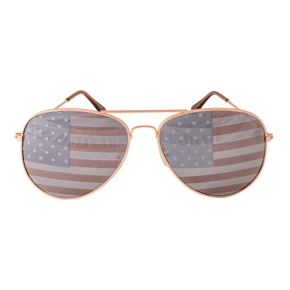 USA Flag Lens Aviator Sunglasses