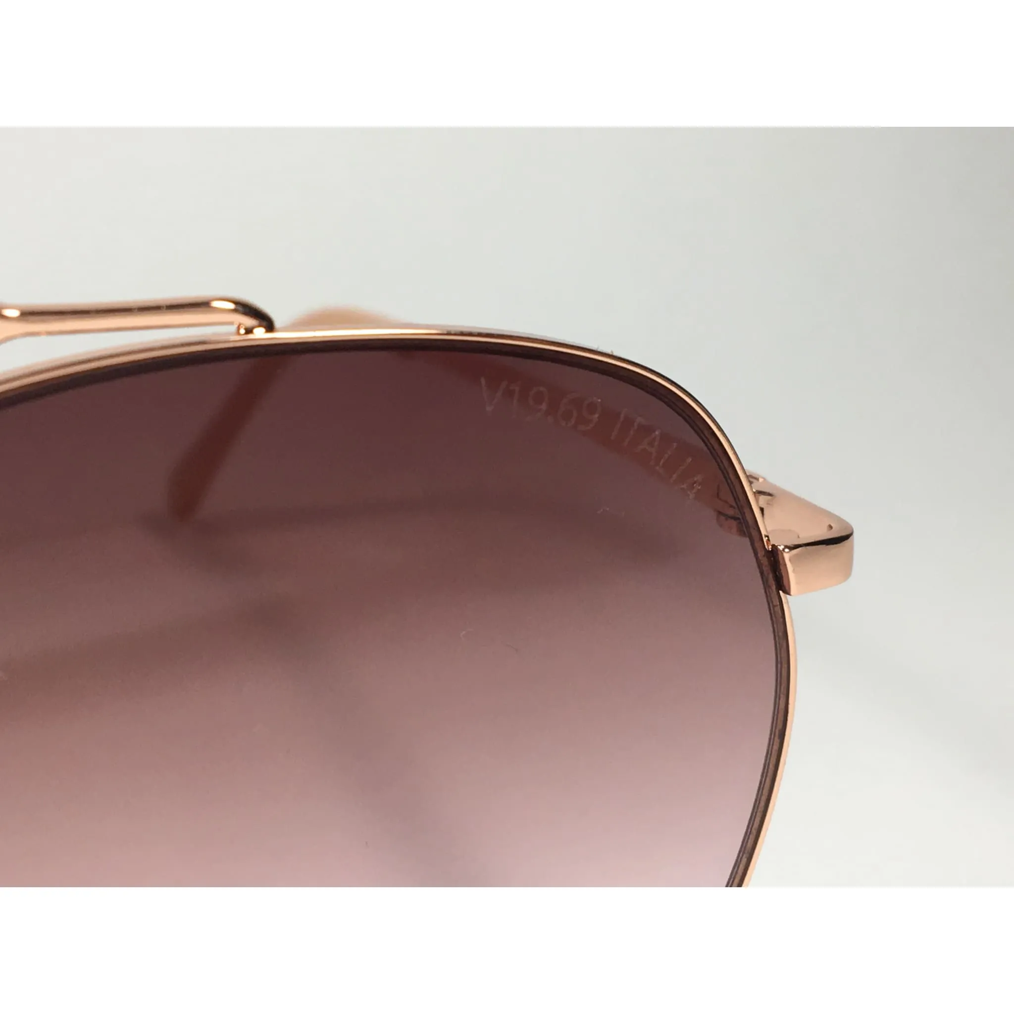 Versace 19V69 Italia Contessa Hexagonal Aviator Pilot Glitter Brow Bar Sunglasses Rose Gold Frame Brown Pink Gradient Lens