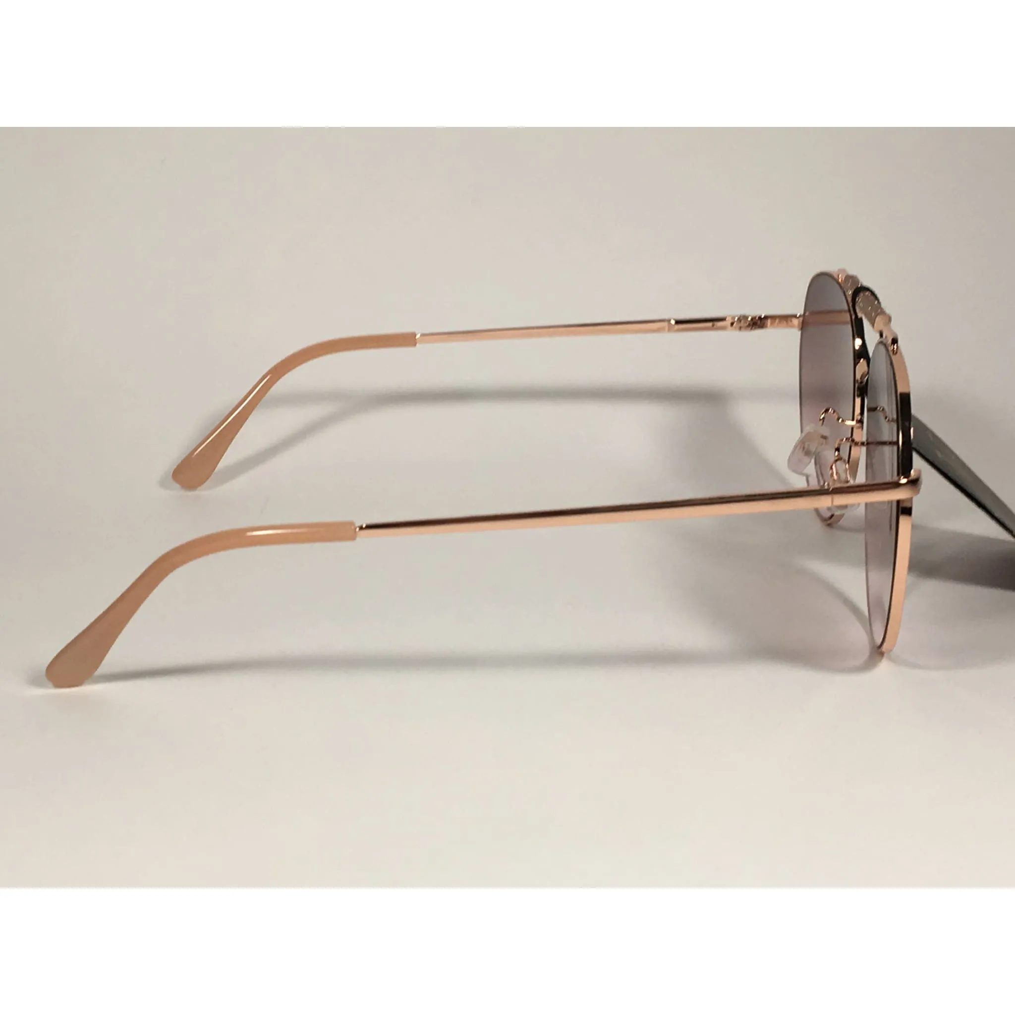 Versace 19V69 Italia Contessa Hexagonal Aviator Pilot Glitter Brow Bar Sunglasses Rose Gold Frame Brown Pink Gradient Lens