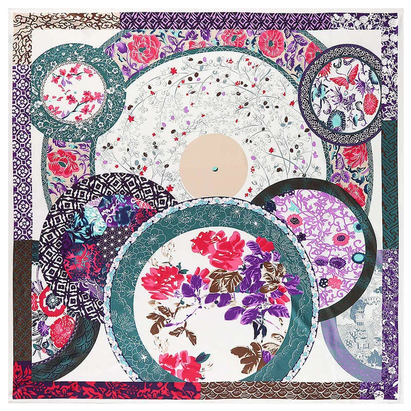 Vintage Garden Floral Print Silk Scarves - 50"x50" - 14 Styles