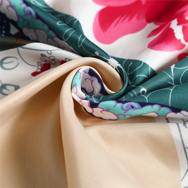 Vintage Garden Floral Print Silk Scarves - 50"x50" - 14 Styles