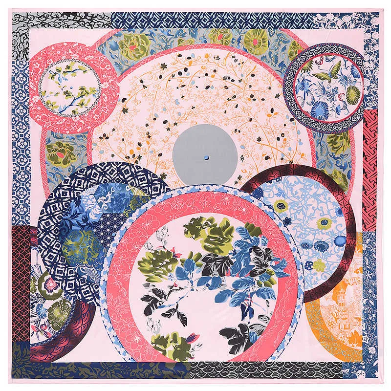 Vintage Garden Floral Print Silk Scarves - 50"x50" - 14 Styles