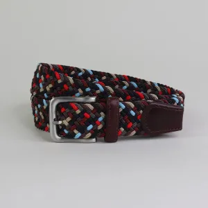 Wakerley 35mm Brown/Ecru/Red Elastic Belt