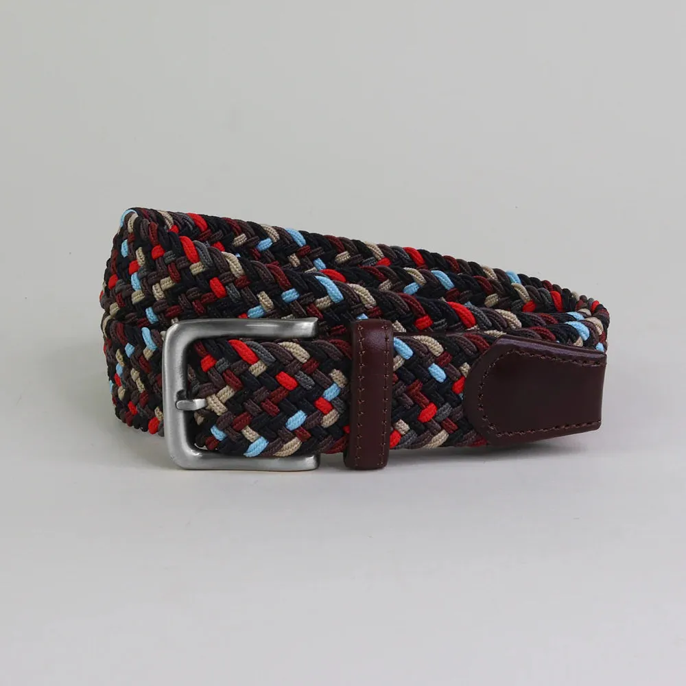 Wakerley 35mm Brown/Ecru/Red Elastic Belt