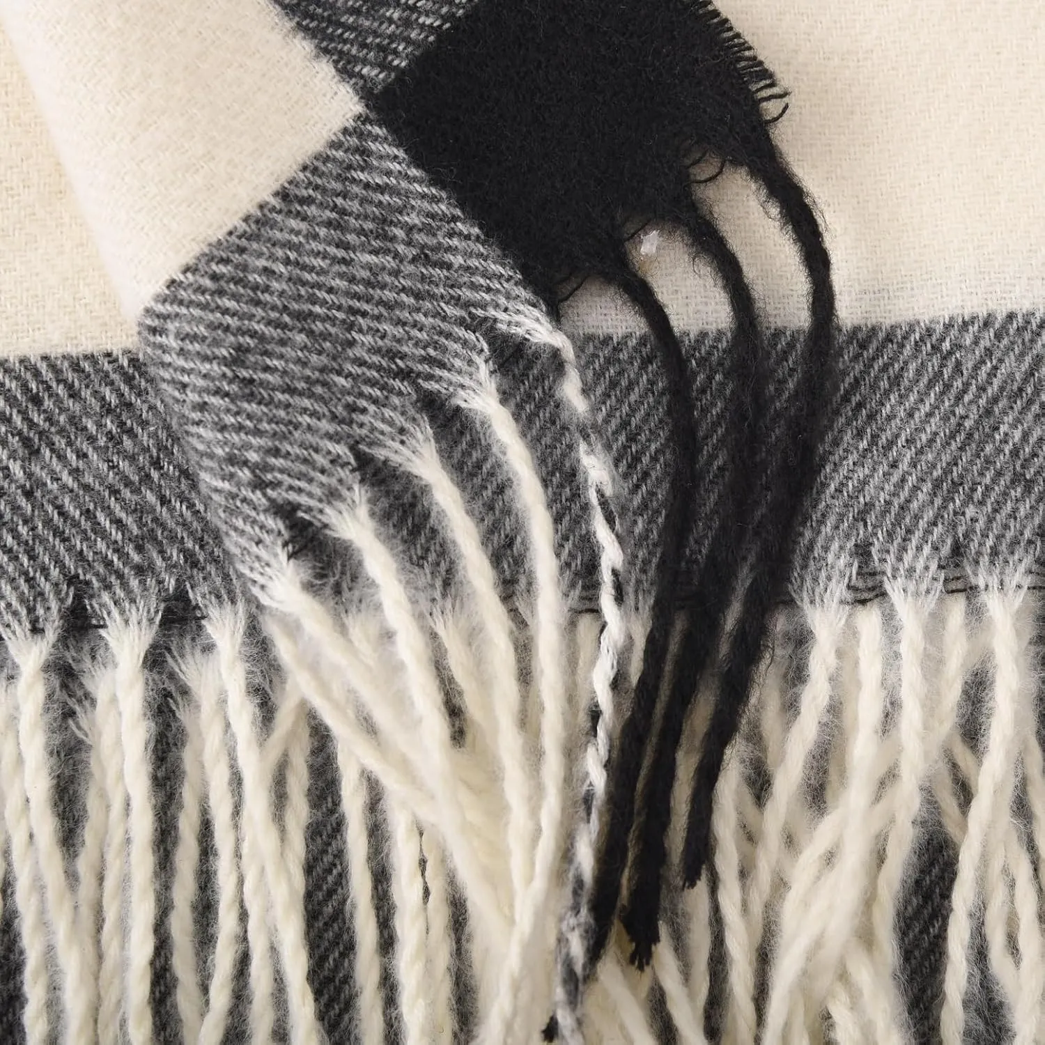 Wander Agio Women's Fashion Scarves Long Cashmere Like Shawl Winter Warm Knit Large Tassel Plaid Scarf