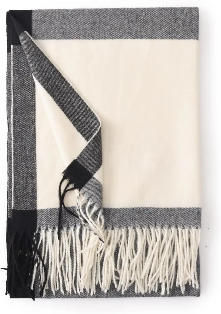 Wander Agio Women's Fashion Scarves Long Cashmere Like Shawl Winter Warm Knit Large Tassel Plaid Scarf