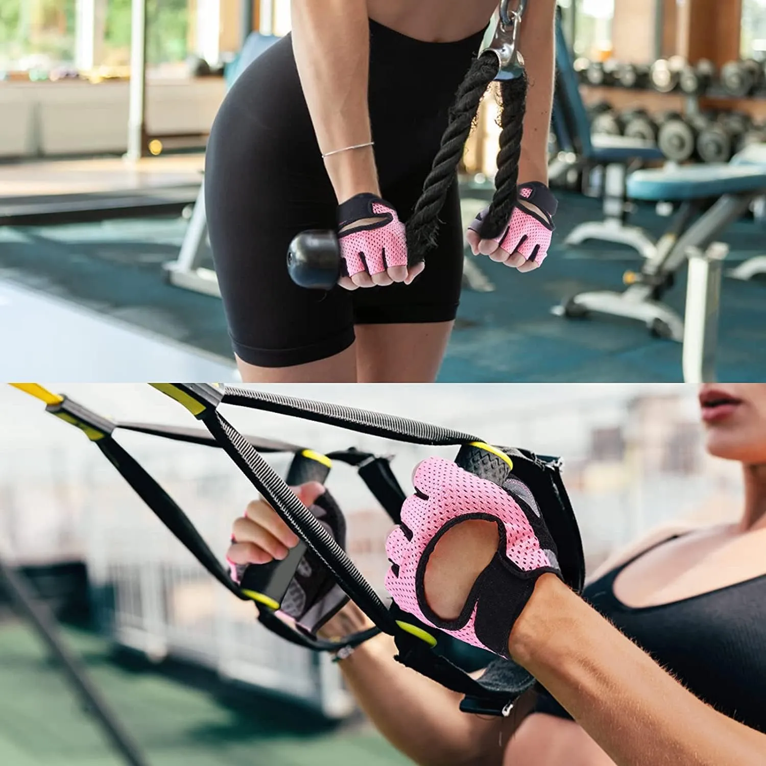 Weight Lifting Gloves for Men Women Gym Half-Finger Glove with Anti Slip Palm Hand Protection for Workout Training, Fitness, Hanging, Pull up, Cycling, Exercise