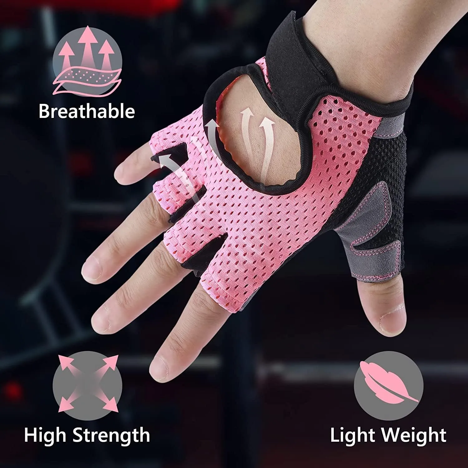 Weight Lifting Gloves for Men Women Gym Half-Finger Glove with Anti Slip Palm Hand Protection for Workout Training, Fitness, Hanging, Pull up, Cycling, Exercise