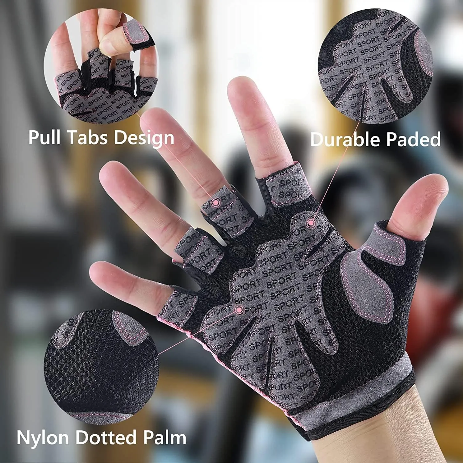 Weight Lifting Gloves for Men Women Gym Half-Finger Glove with Anti Slip Palm Hand Protection for Workout Training, Fitness, Hanging, Pull up, Cycling, Exercise