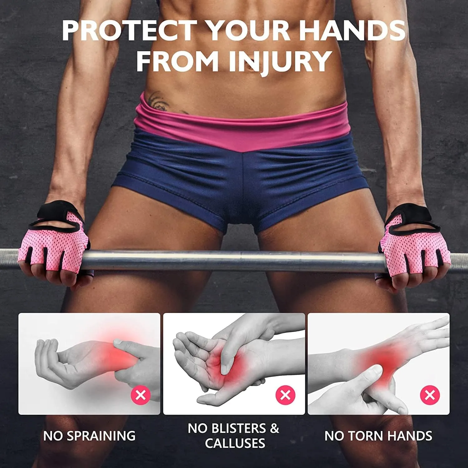 Weight Lifting Gloves for Men Women Gym Half-Finger Glove with Anti Slip Palm Hand Protection for Workout Training, Fitness, Hanging, Pull up, Cycling, Exercise