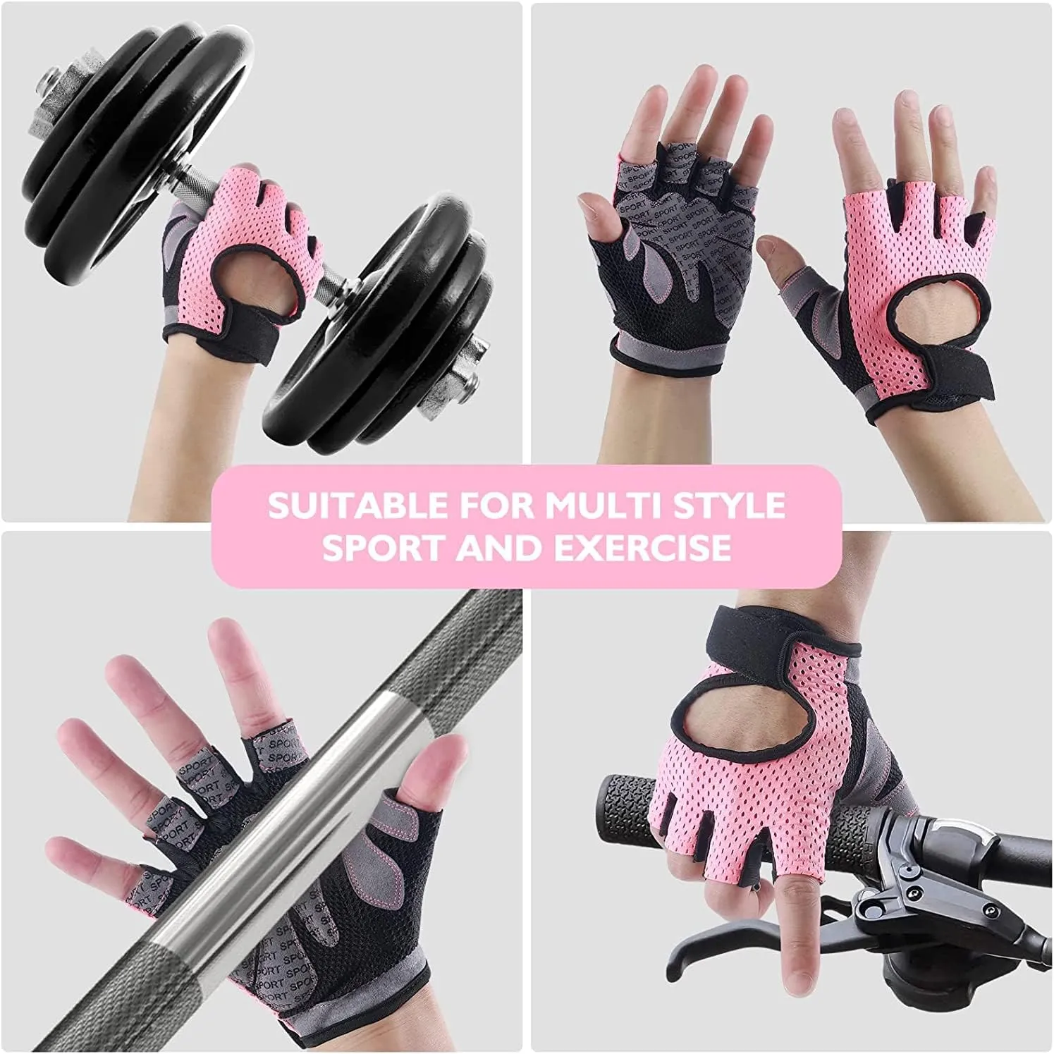 Weight Lifting Gloves for Men Women Gym Half-Finger Glove with Anti Slip Palm Hand Protection for Workout Training, Fitness, Hanging, Pull up, Cycling, Exercise